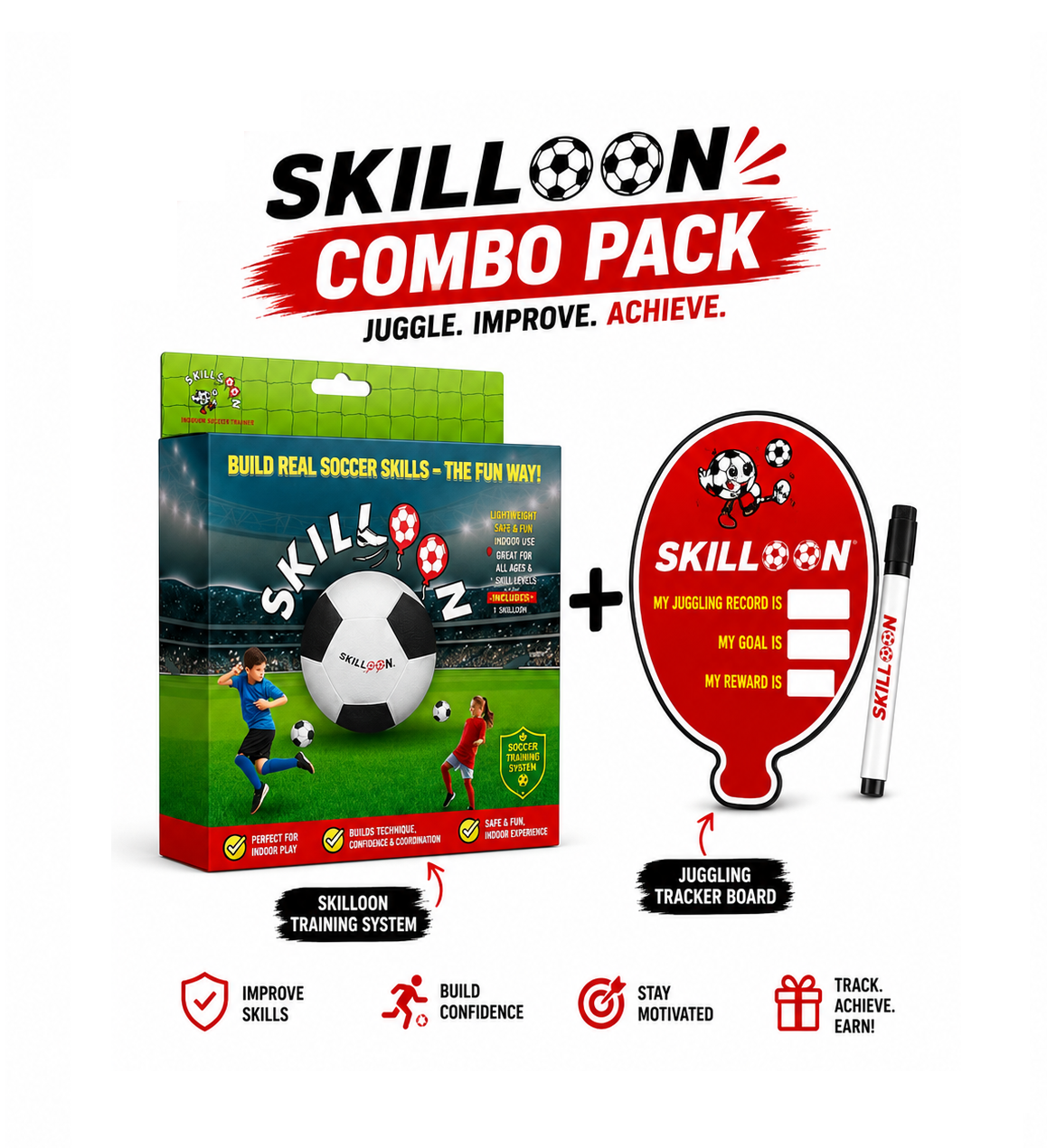 Indoor Soccer Trainer - Soccer Juggling Trainer - Skilloon Combo Pack